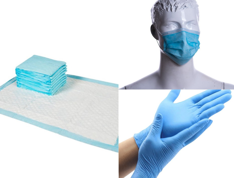 collage mascarillas, guantes y empapadores